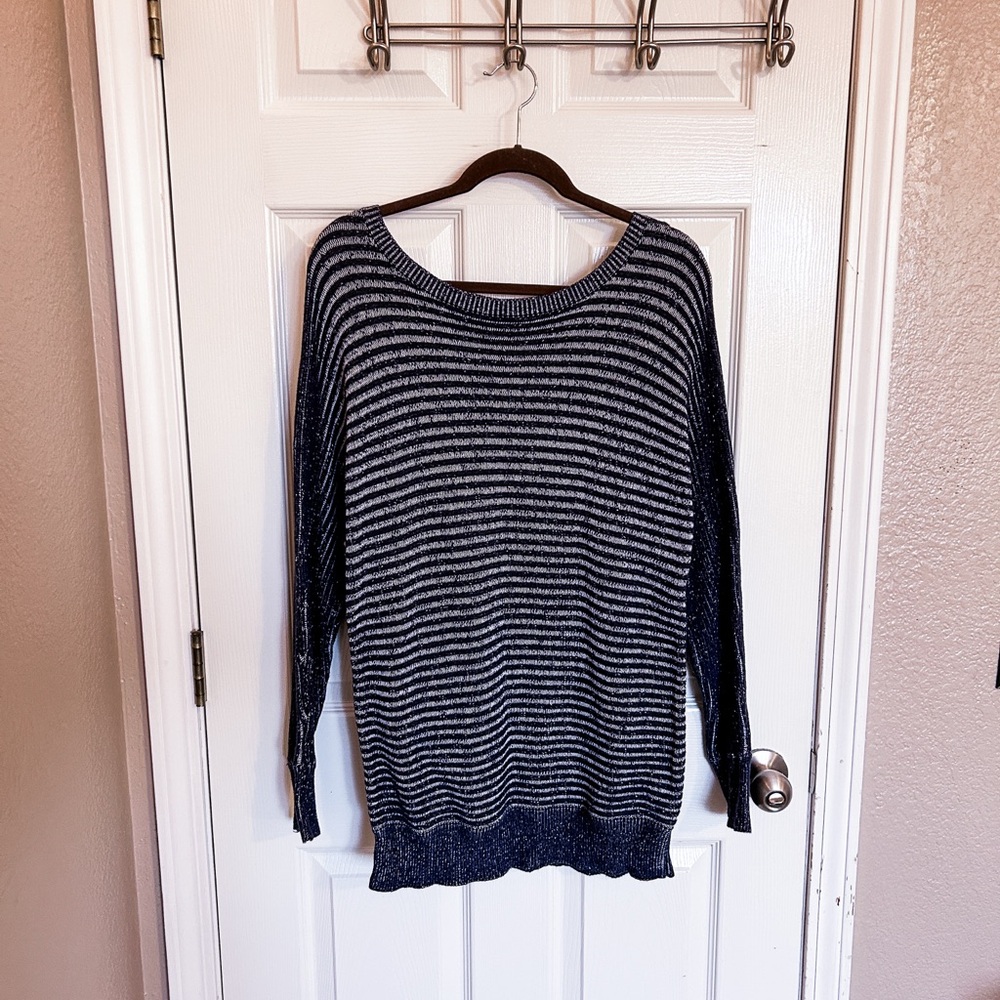 Striped Navy and White Women's Sweater